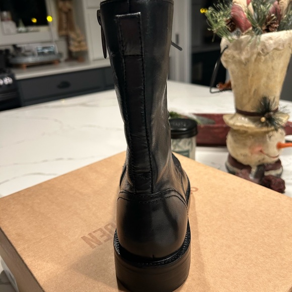 Steve Madden Dawsyn Leather Lace-Up Combat Booties, 7M, Black - Picture 4 of 5